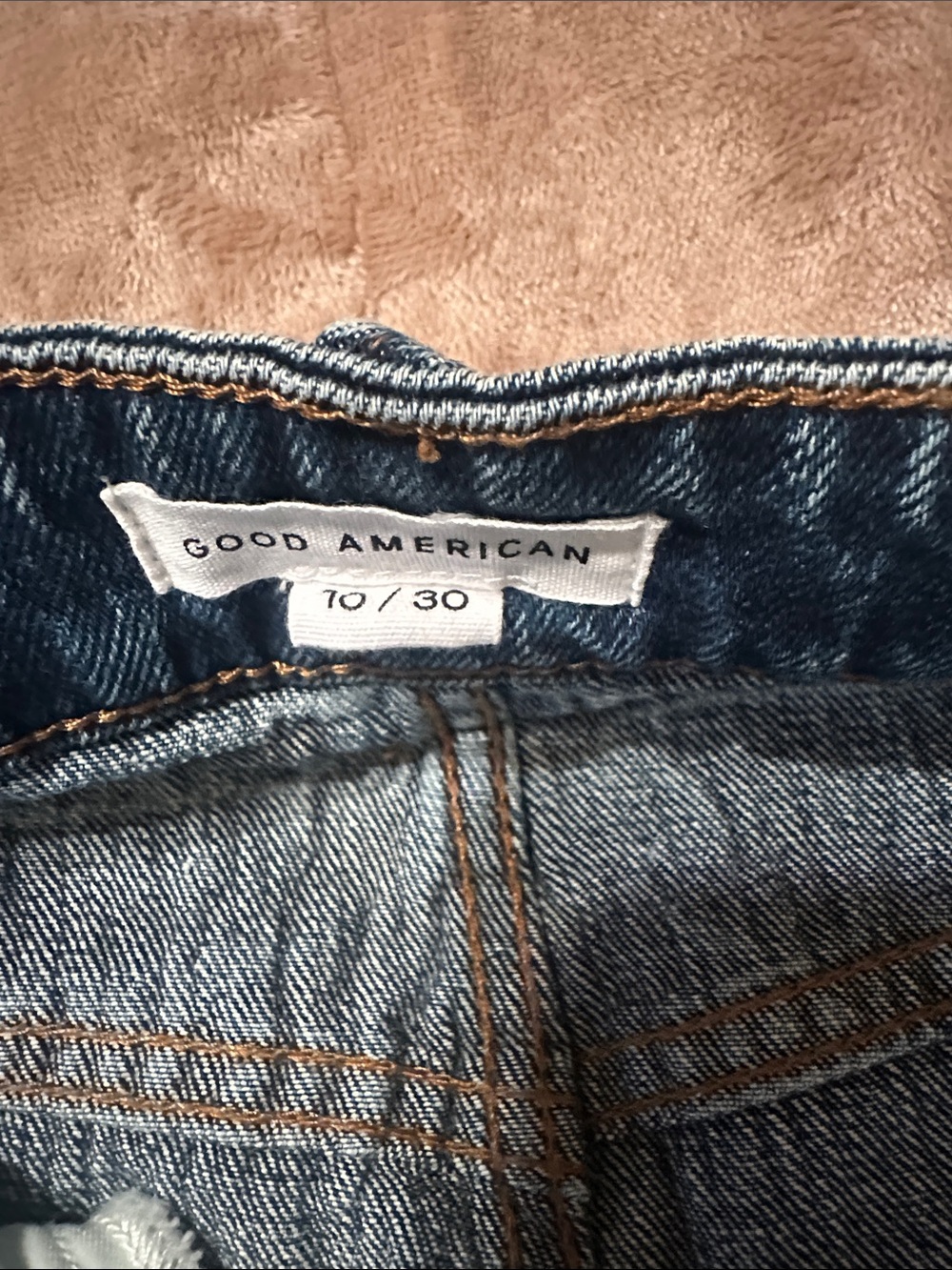 Good American Distressed Blue Denim Shorts - Picture 3 of 3
